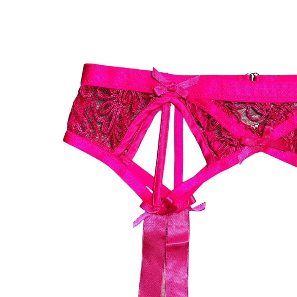 For Love & Lemons Soutache Hot Pink Embroidered Garter Panties NWT - Picture 3 of 11